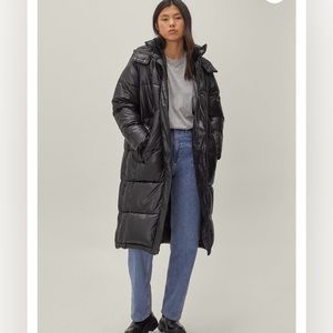 Full Length Black Shine Winter Coat